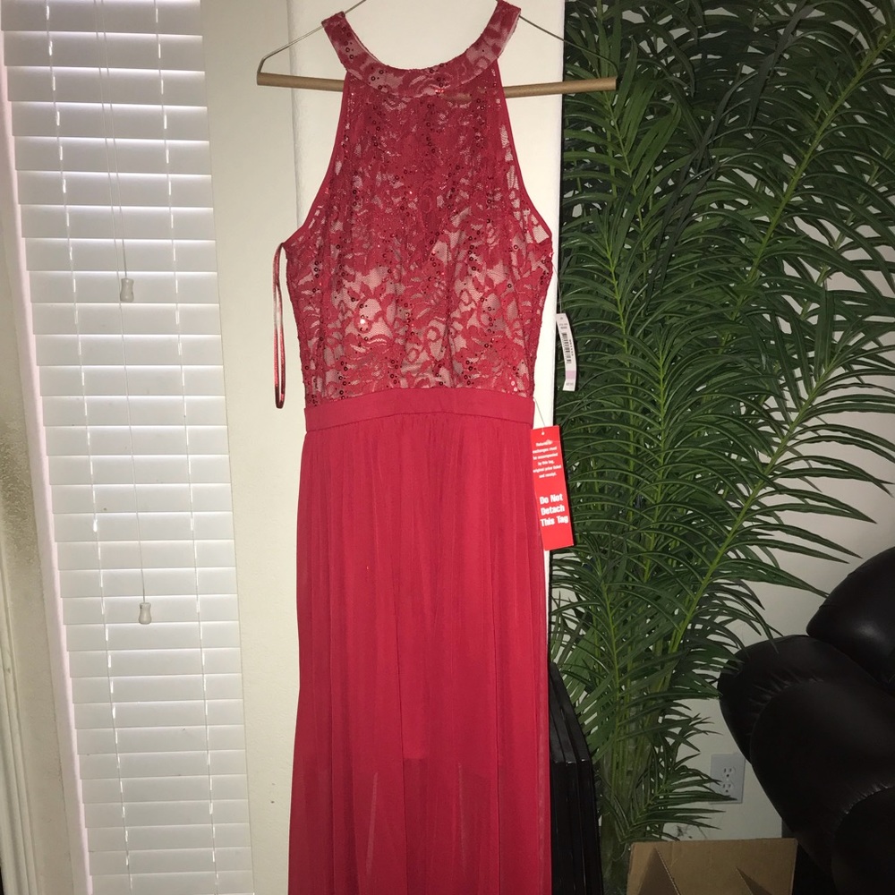 Red Halterneck Prom Dress